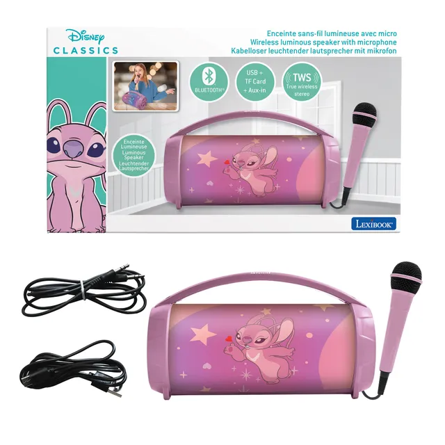 lexibook-stitch-altavoz-karaoke-angel-rosa-bluetooth-btp585d1z image 1