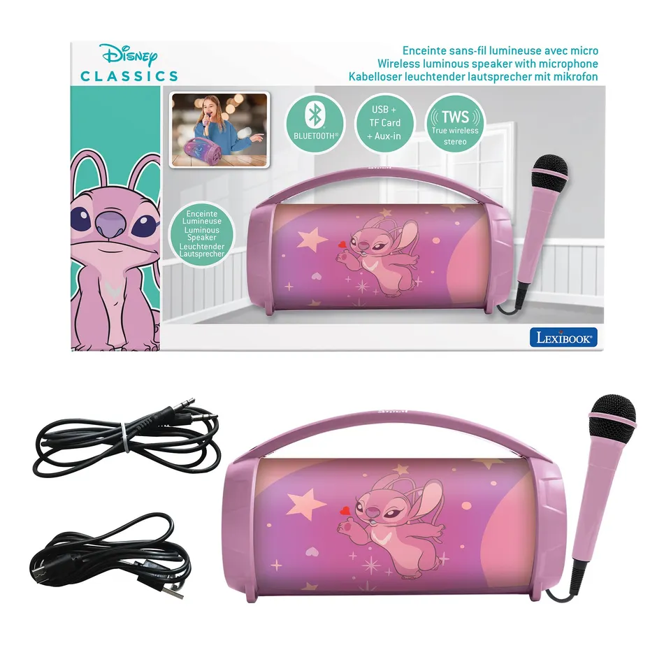 lexibook-stitch-altavoz-karaoke-angel-rosa-bluetooth-btp585d1z image 1