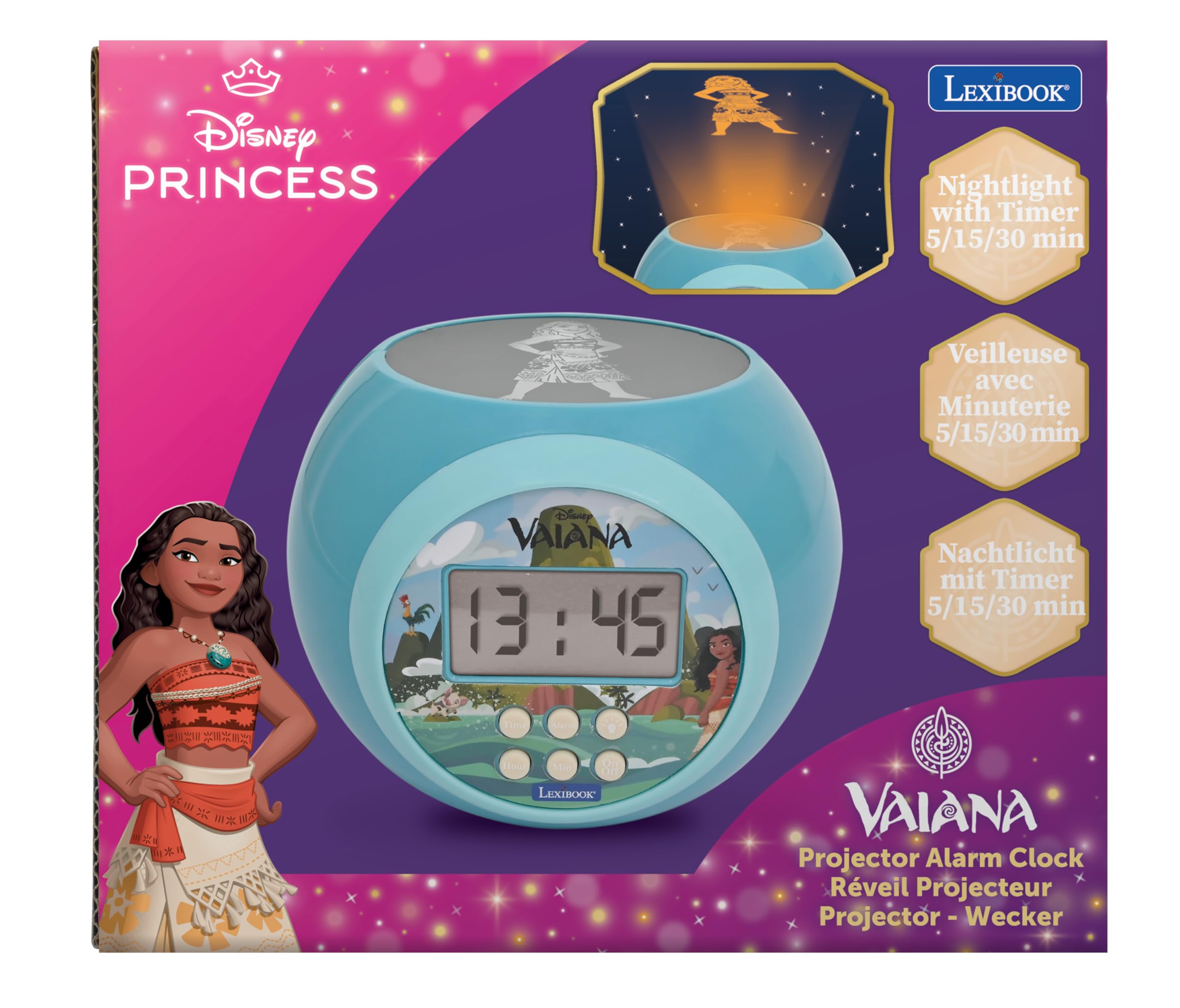lexibook-rl977vnlxb-vaiana-reloj-despertador-proyector-con-luz-nocturna image 5