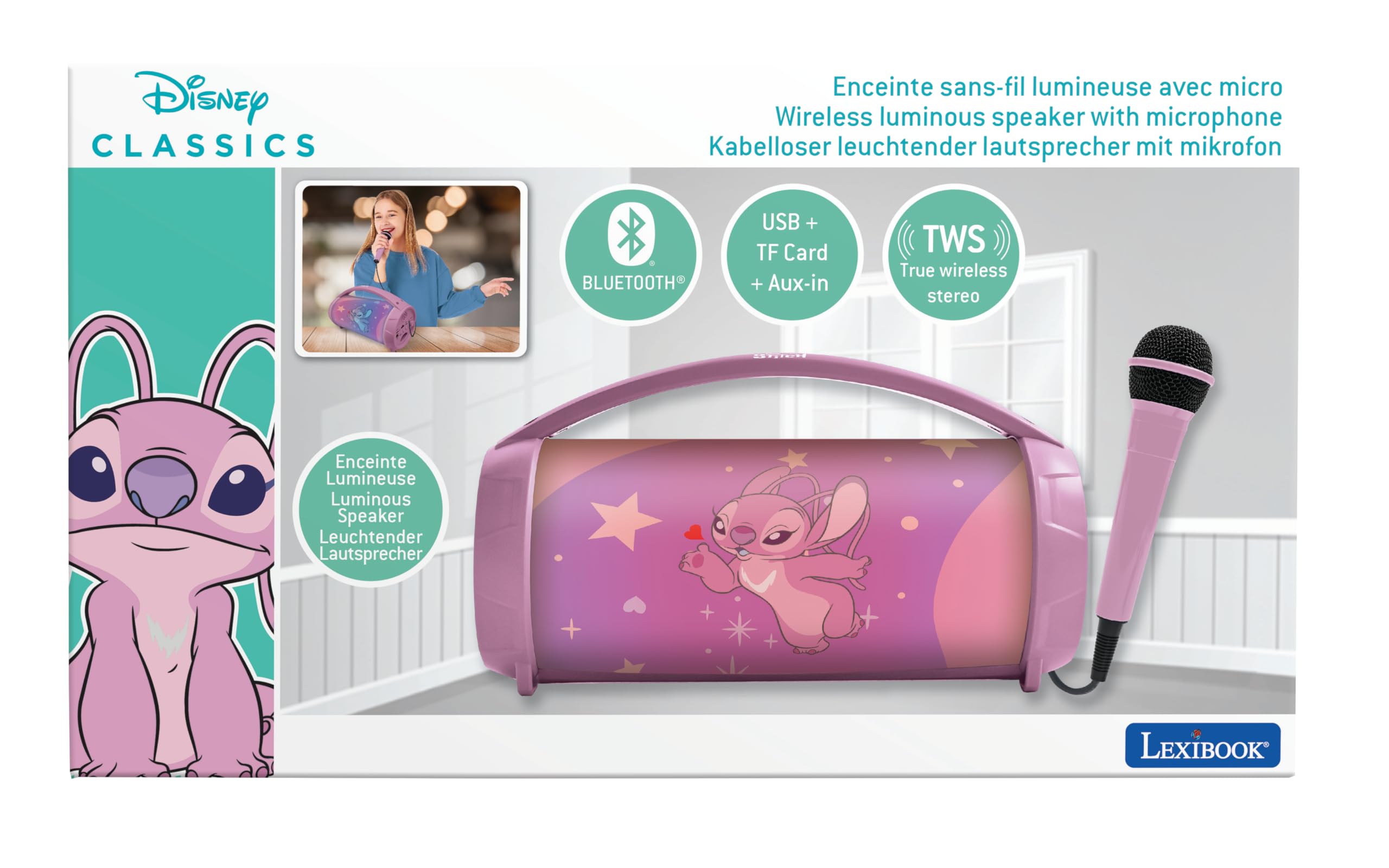 lexibook-stitch-altavoz-karaoke-angel-rosa-bluetooth-btp585d1z image 5