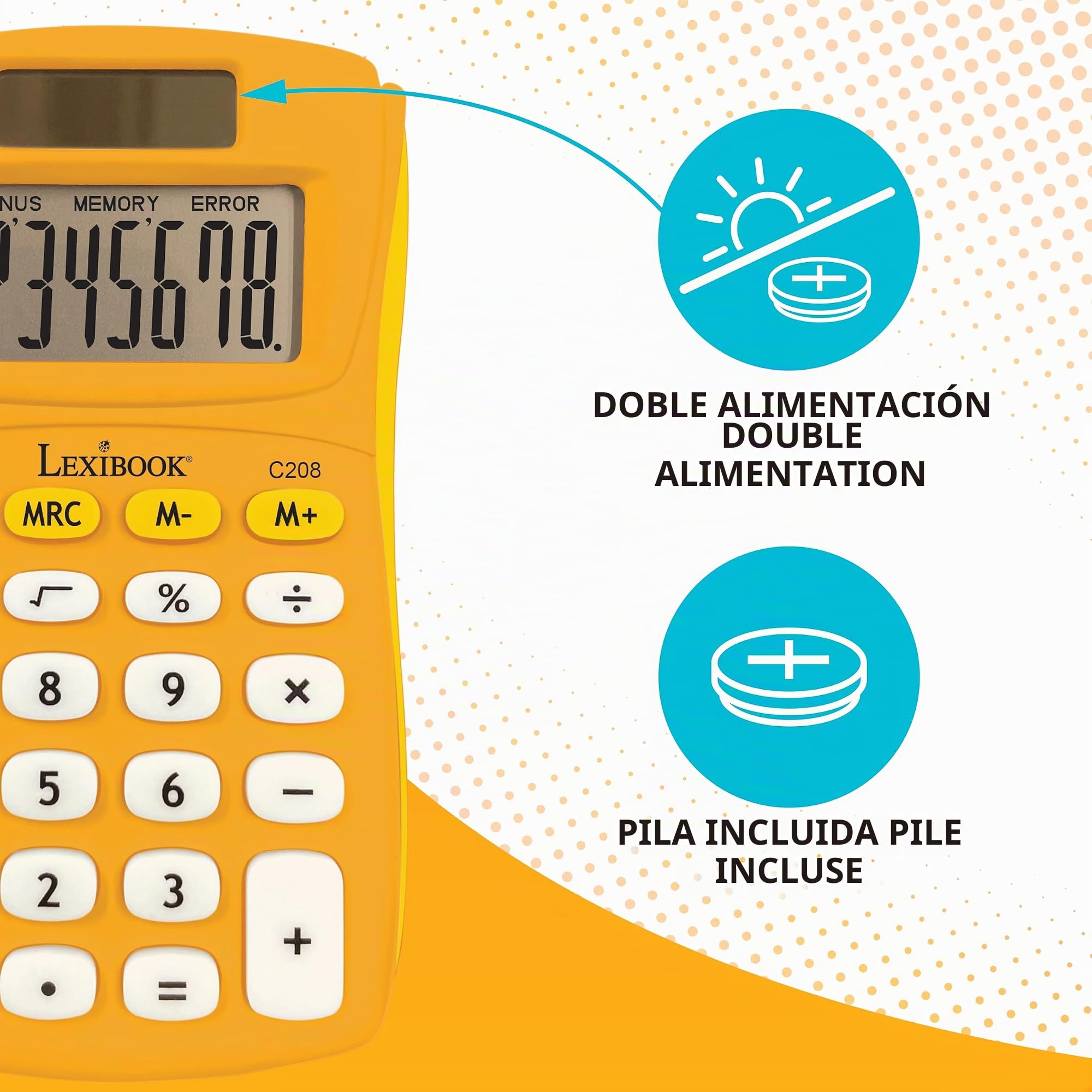 lexibook-fruities-c208d-calculadora-de-bolsillo-8-d-gitos-doble-alimentaci-n image 2