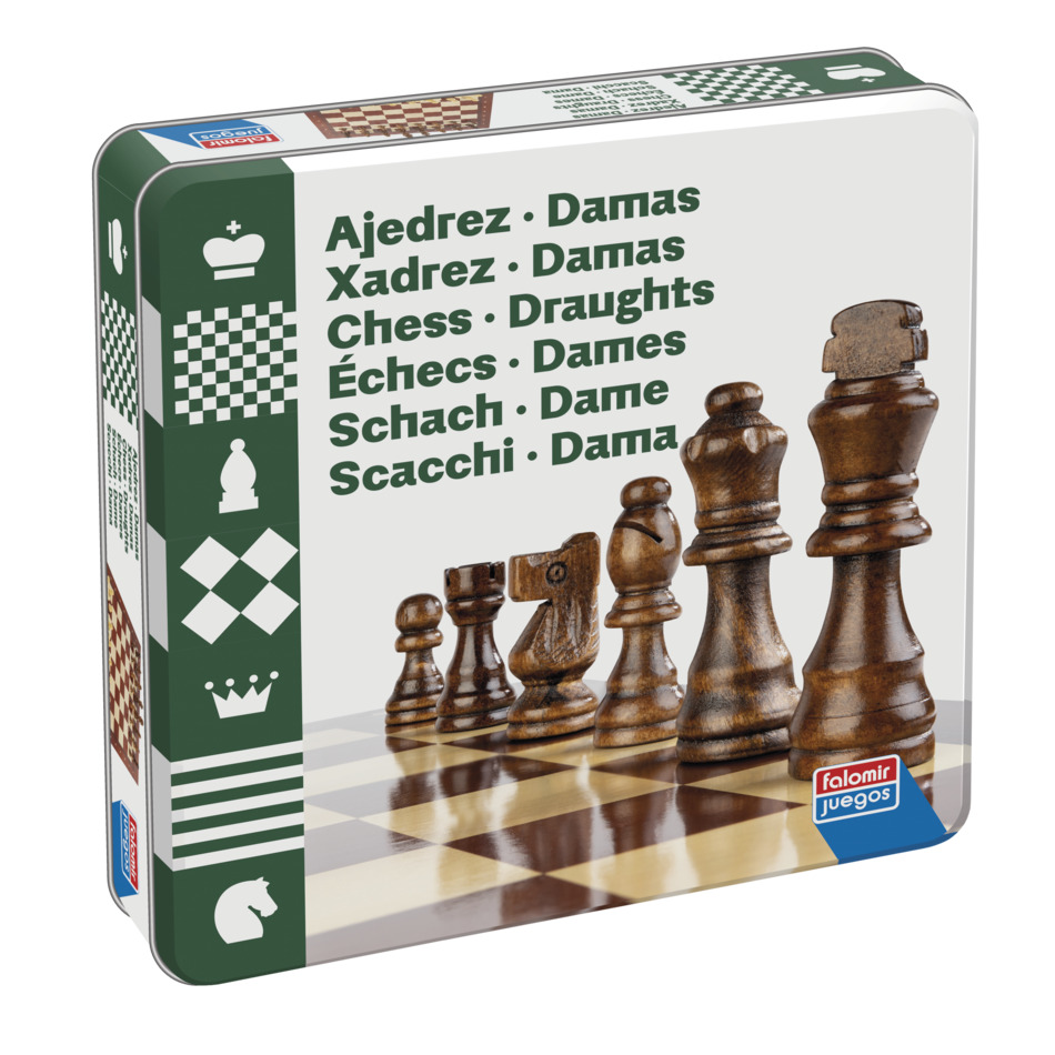 falomir-juegos-ajedrez-y-damas-en-caja-de-lata-accesorios-de-madera image 2