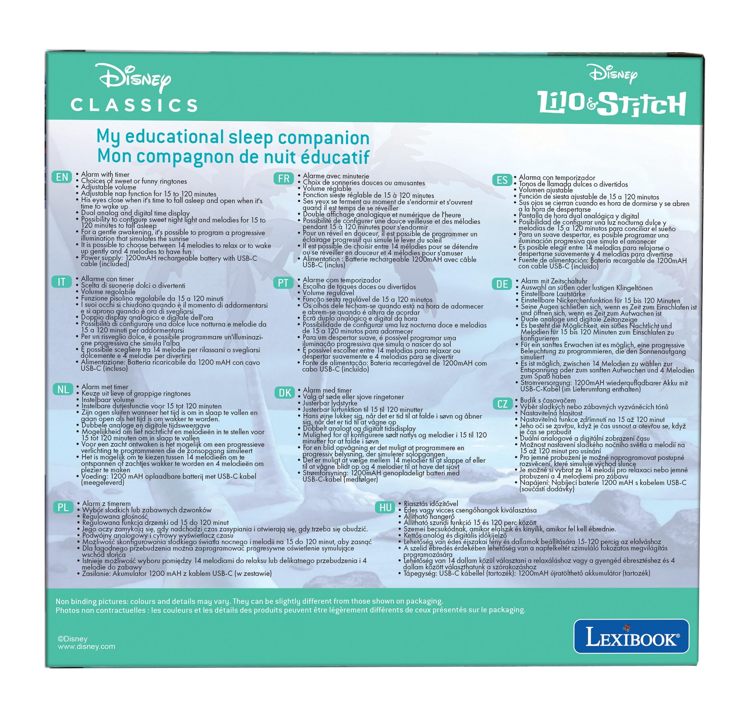lexibook-rlt100dlxb-stitch-reloj-compa-ero-de-sue-o-con-luz-y-melod-as image 7