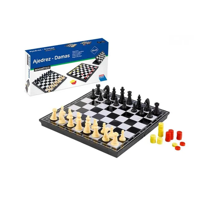 falomir-juegos-ajedrez-damas-magn-tico-25-cm-juego-de-viaje-2-en-1 image 1