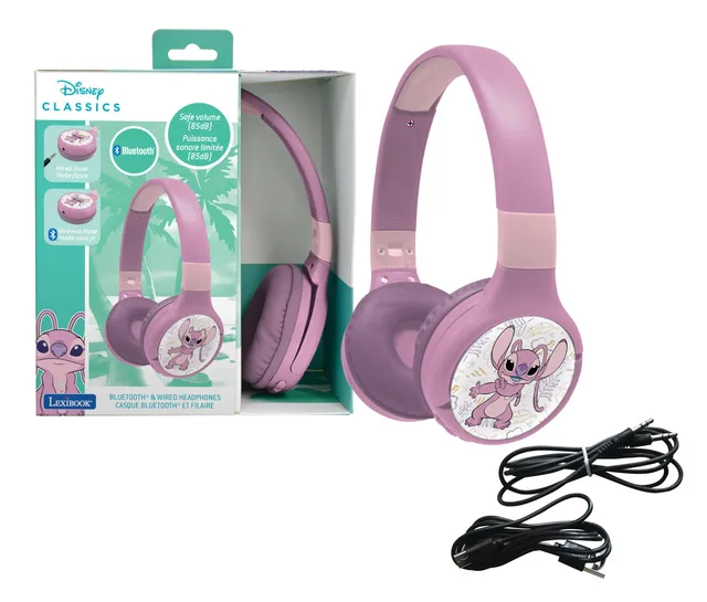 lexibook-hpbt010d1-auriculares-bluetooth-infantiles-stitch-angel-2-en-1 image 1