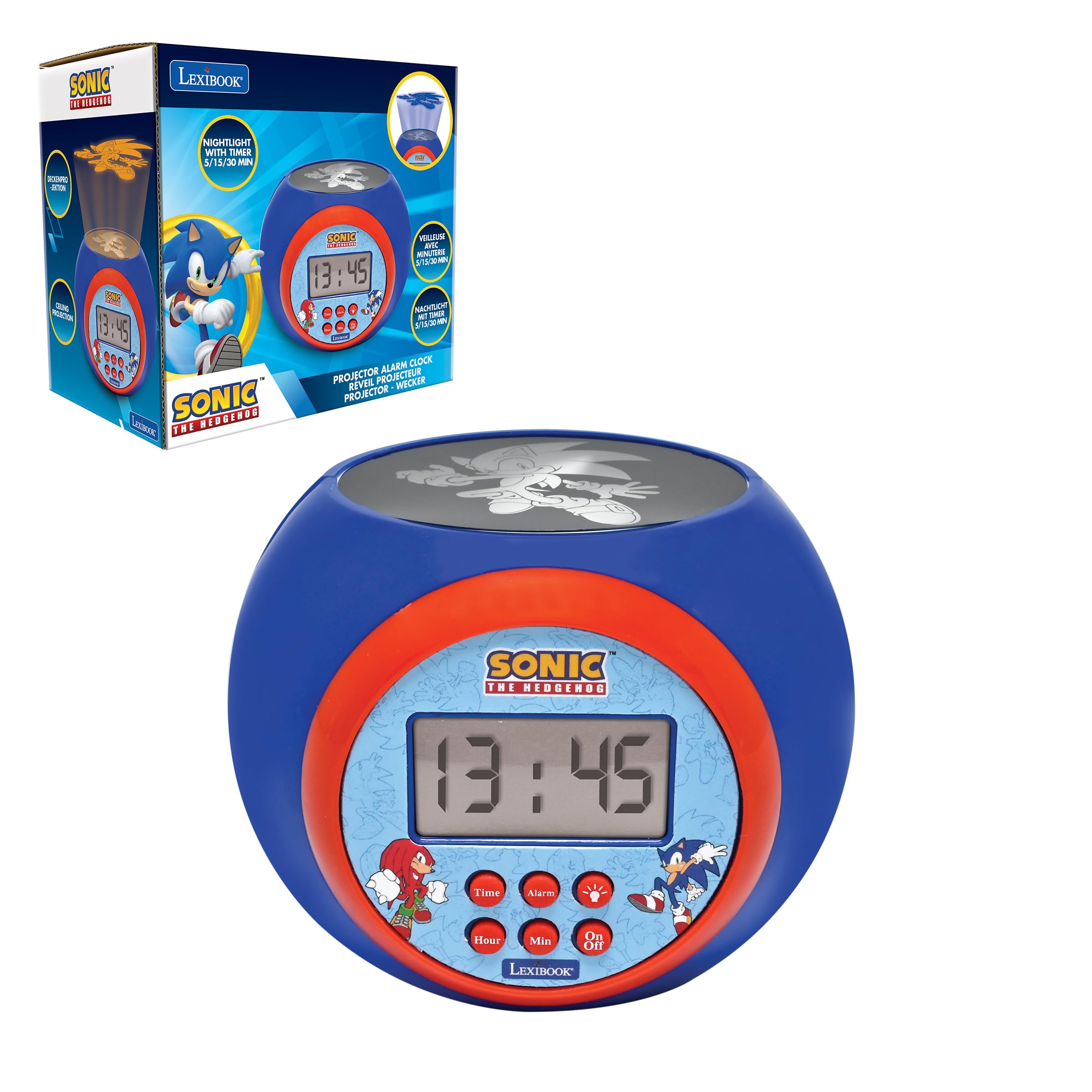 lexibook-sonic-rl977sn-reloj-despertador-proyector-con-luz-nocturna image 1