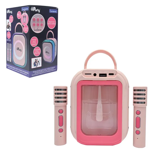 lexibook-altavoz-karaoke-inal-mbrico-rosa-btc030pk-con-2-micr-fonos image 1