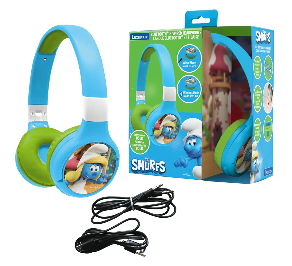 lexibook-los-pitufos-hpbt010sf-auriculares-bluetooth-infantiles image 1