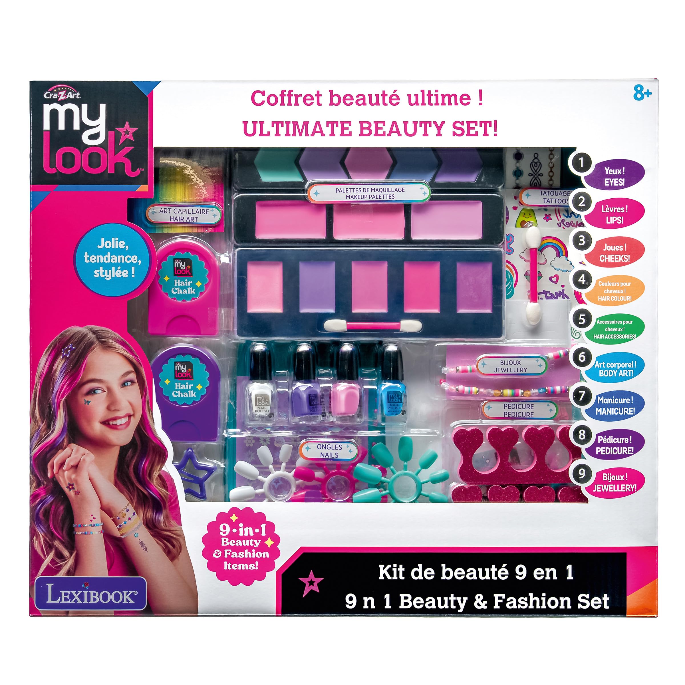 lexibook-kit-de-belleza-9-en-1-rosa-crss83-malet-n-maquillaje-y-peinado-infantil image 5